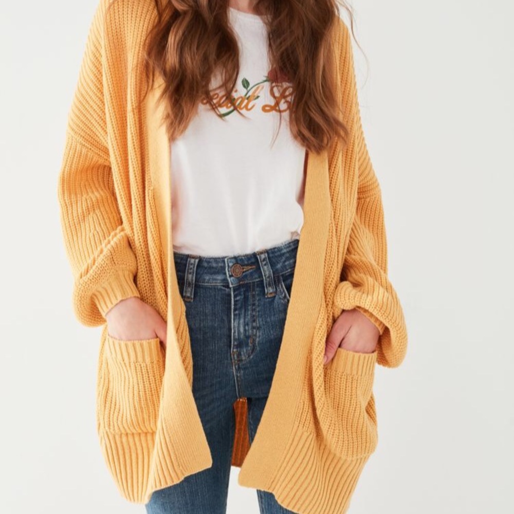 BDG Urban Outfitters Mustard Cable-Knit Cardigan